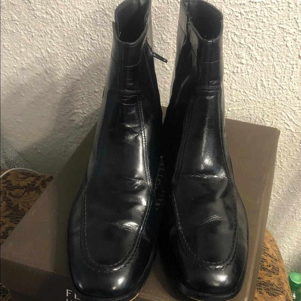 Florsheim Black Leather Zip Dress Boots - Picture 16 of 16